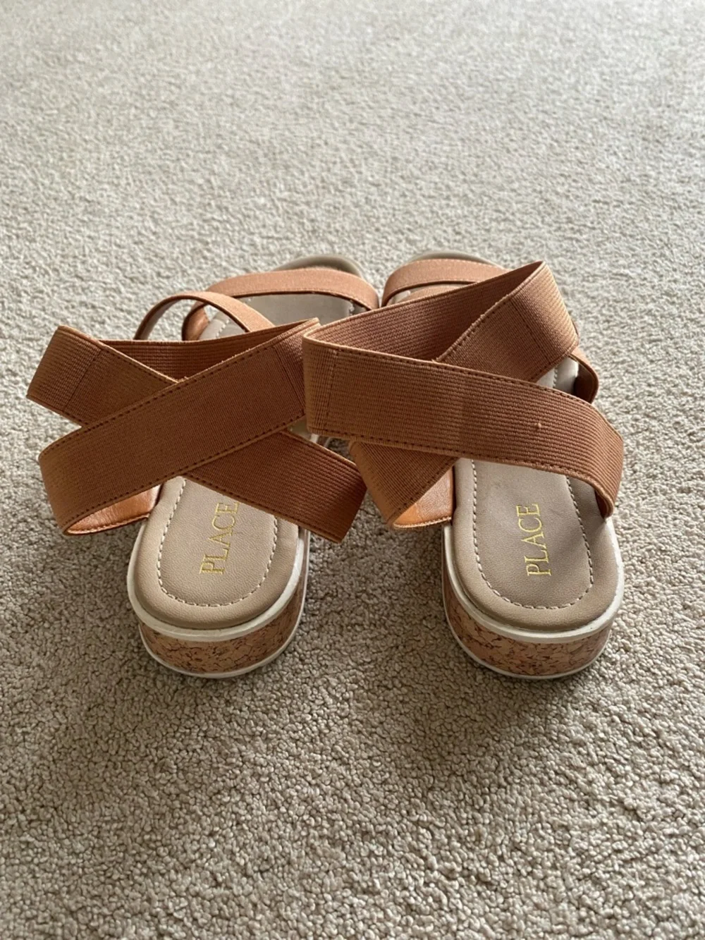 Big girl Brown Strappy Platform Sandals - Elastic Ankle Strap